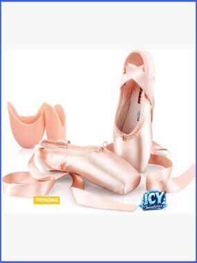 Satin Pointe Shoes Professional Ballet Dance with Ribbon